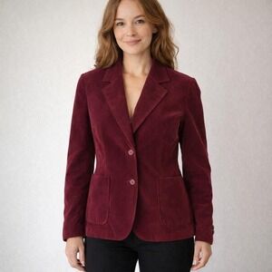 Vintage 70s Personal Women's Velvet Blazer Jacket Size 10 Burgundy Dark Academia